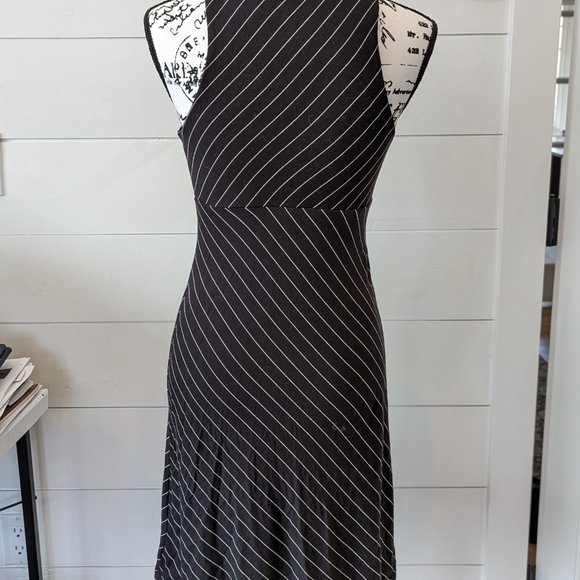 Athleta Santorini high neck fit and flare striped soft and stretchy mini dress - Picture 3 of 6